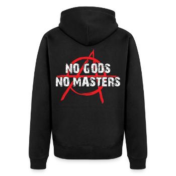Anarchie Anarchist Atheist Punk Punker Symbol - Unisex Premium Bio Zip Hoodie - Schwarz - Hinten - Nico (187cm)