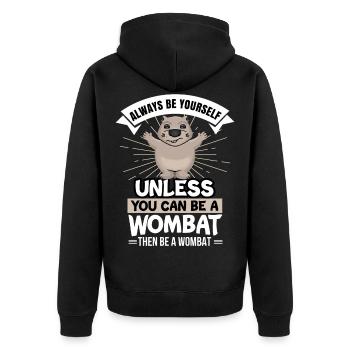 Wombat - Unisex Premium Organic Zip Hoodie - black - Back - Nico (187cm)