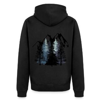 Forest Mountains Nature Wilderness black white Scouts - Unisex Premium Organic Zip Hoodie - black - Back - Nico (187cm)
