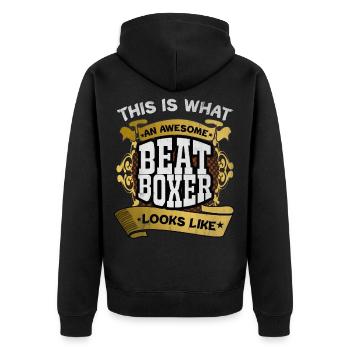 Beatbox - Unisex Premium Bio Zip Hoodie - Schwarz - Hinten - Nico (187cm)