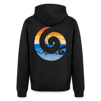 Tane Tribal Haka Maori Angelhaken - Unisex Premium Bio Zip Hoodie - Schwarz - Hinten - Nico (187cm)