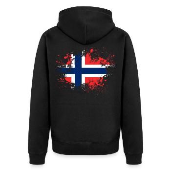 Norwegen Norway Flagge Flecken Geschenkidee - Unisex Premium Bio Zip Hoodie - Schwarz - Hinten - Nico (187cm)