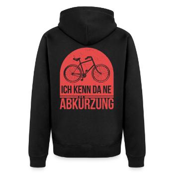 Lustiges Fahrrad Ich kenn da ne Abkürzung Geschenk - Unisex Premium Bio Zip Hoodie - Schwarz - Hinten - Nico (187cm)