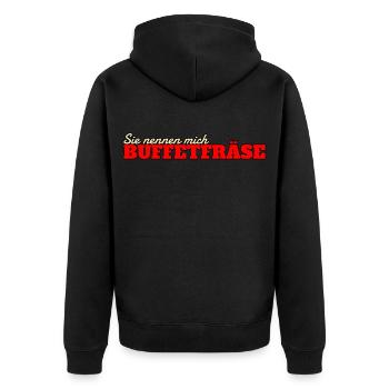 Buffetfräse Essen Restaurant Buffet Lustig - Unisex Premium Bio Zip Hoodie - Schwarz - Hinten - Nico (187cm)