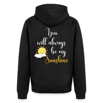 Süßes Sunshine Shirt - Sonne - Unisex Premium Bio Zip Hoodie - Schwarz - Hinten - Nico (187cm)