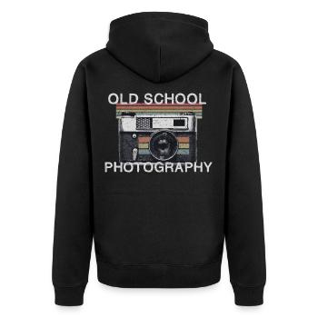 Photographie cadeau de la vieille école - Veste à capuche bio Premium Unisexe - noir - Dos - Nico (187cm)