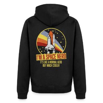Lustiges Space Shuttle Retro Astronomen Space Nerd - Unisex Premium Bio Zip Hoodie - Schwarz - Hinten - Nico (187cm)
