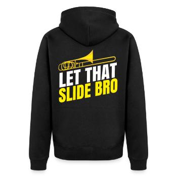 Posaune - Unisex Premium Bio Zip Hoodie - Schwarz - Hinten - Nico (187cm)