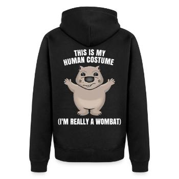 Wombat - Unisex Premium Bio Zip Hoodie - Schwarz - Hinten - Nico (187cm)