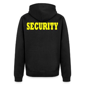 Security - Unisex Premium Bio Zip Hoodie - Schwarz - Hinten - Nico (187cm)
