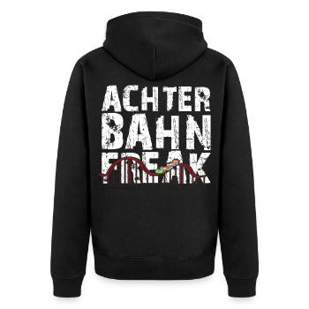 Achterbahn Retro Rollercoaster Freizeitpark Spruch - Unisex Premium Bio Zip Hoodie - Schwarz - Hinten - Nico (187cm)