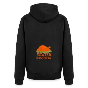 Schwangerschaft Braten Baby Schwanger Geschenk - Unisex Premium Bio Zip Hoodie - Schwarz - Hinten - Nico (187cm)
