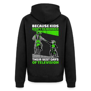 Vater Sohn Motocross Mx Motocrossfahrer Geschenk - Unisex Premium Bio Zip Hoodie - Schwarz - Hinten - Nico (187cm)
