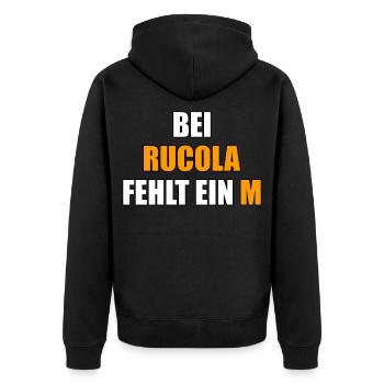 Rum Cola Party Alkohol Spruch Geschenk - Unisex Premium Bio Zip Hoodie - Schwarz - Hinten - Nico (187cm)