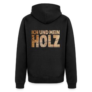 Tischler, Schreiner und Holz Handwerk Shirt - Unisex Premium Bio Zip Hoodie - Schwarz - Hinten - Nico (187cm)
