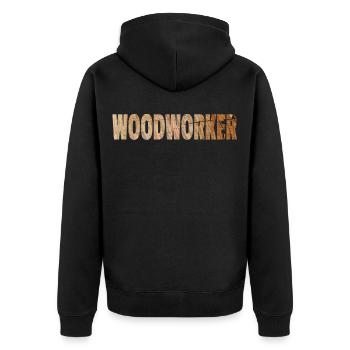 Tischler Schreiner Woodworker Holzarbeiter - Unisex Premium Bio Zip Hoodie - Schwarz - Hinten - Nico (187cm)
