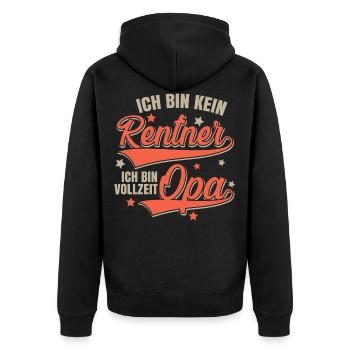 Vollzeit Opa - Kein Rentner - Unisex Premium Bio Zip Hoodie - Schwarz - Hinten - Nico (187cm)