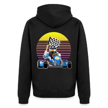 Cadeau d'arène de karting de karting - Veste à capuche bio Premium Unisexe - noir - Dos - Nico (187cm)