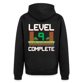 Gamer children 9th birthday boys 9 years level 9 - Unisex Premium Organic Zip Hoodie - black - Back - Nico (187cm)