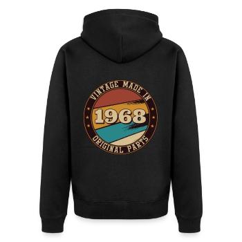 Vintage Made In 1968 52nd Birthday Men - Unisex Premium Organic Zip Hoodie - black - Back - Nico (187cm)