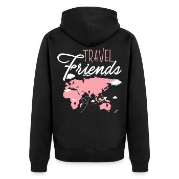 Travel Friends Girl - Frauen Reise Reisen Urlaubsr - Unisex Premium Bio Zip Hoodie - Schwarz - Hinten - Nico (187cm)