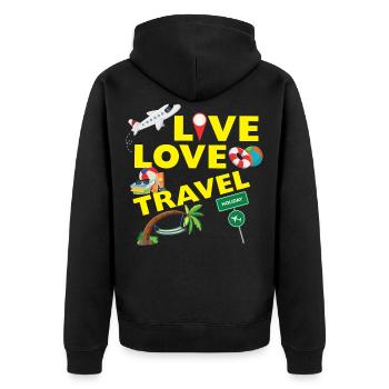 Life Love Travel - Holiday Vacationer Gift - Unisex Premium Organic Zip Hoodie - black - Back - Nico (187cm)