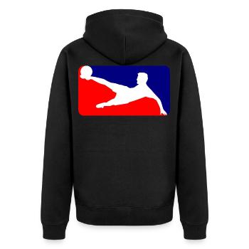 Fussball Soccer - Unisex Premium Bio Zip Hoodie - Schwarz - Hinten - Nico (187cm)