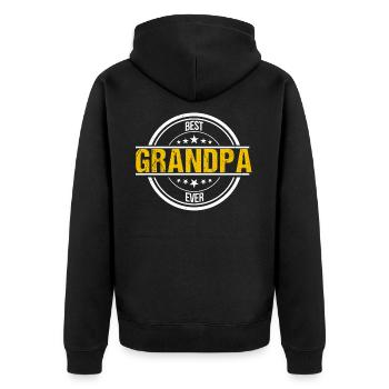 Opa ist der Beste - Unisex Premium Bio Zip Hoodie - Schwarz - Hinten - Nico (187cm)