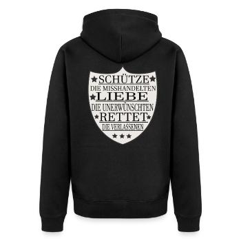 Katze Hund Tierheim Tierschutz - Unisex Premium Bio Zip Hoodie - Schwarz - Hinten - Nico (187cm)