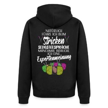 Stricken Häkeln Handarbeiten Spruch Strickerin - Unisex Premium Bio Zip Hoodie - Schwarz - Hinten - Nico (187cm)