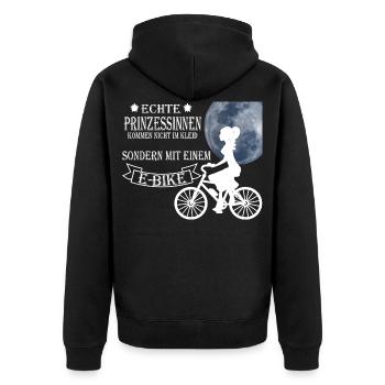 ECHTE PRINZESSINNEN KOMMEN NICHT IM KLEID - Unisex Premium Bio Zip Hoodie - Schwarz - Hinten - Nico (187cm)