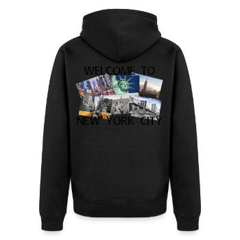 New York City USA Amerika America Stadt Skyline - Unisex Premium Bio Zip Hoodie - Schwarz - Hinten - Nico (187cm)