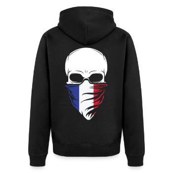 Dia De Los Muertos - France Skull - Unisex Premium Bio Zip Hoodie - Schwarz - Hinten - Nico (187cm)