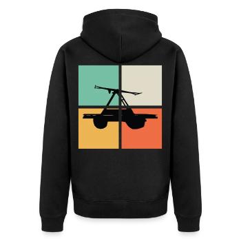 RETRO HANDCAR - Unisex Premium Bio Zip Hoodie - Schwarz - Hinten - Nico (187cm)