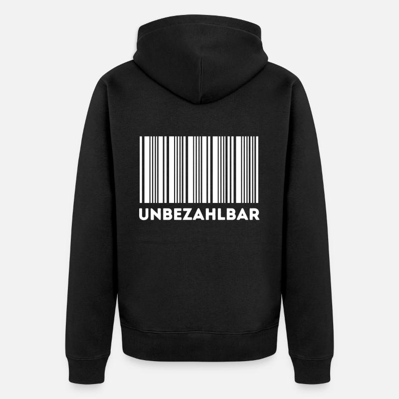 strichcode unbezahlbar - Unisex Premium Bio Zip Hoodie - Schwarz