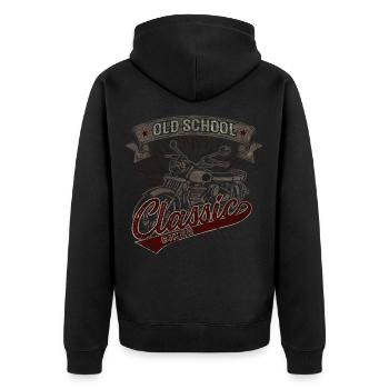 Motard classique old school moto rétro - Veste à capuche bio Premium Unisexe - noir - Dos - Nico (187cm)