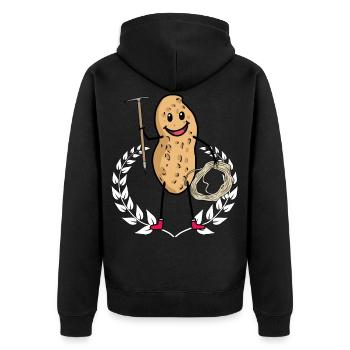Erdnuss Bergsteiger Extremsportler Erdnuss - Unisex Premium Bio Zip Hoodie - Schwarz - Hinten - Nico (187cm)
