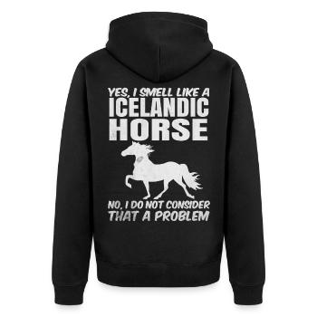 Islandpferd - Unisex Premium Bio Zip Hoodie - Schwarz - Hinten - Nico (187cm)