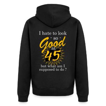 Geburtstag 45 Jahre alt - Unisex Premium Bio Zip Hoodie - Schwarz - Hinten - Nico (187cm)