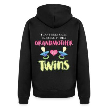 Baby Zwillinge werdende Mutter Geschenk Oma - Unisex Premium Bio Zip Hoodie - Schwarz - Hinten - Nico (187cm)