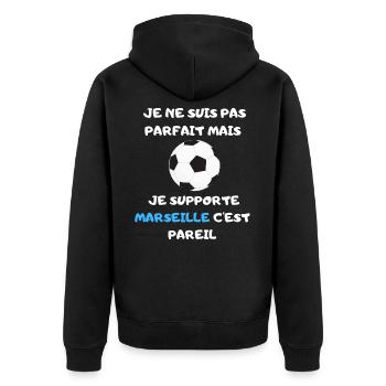 Je ne suis pas parfait mais je supporte Marseille - Veste à capuche bio Premium Unisexe - noir - Dos - Nico (187cm)