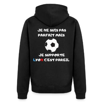 Je ne suis pas parfait mais je supporte Lyon - Veste à capuche bio Premium Unisexe - noir - Dos - Nico (187cm)