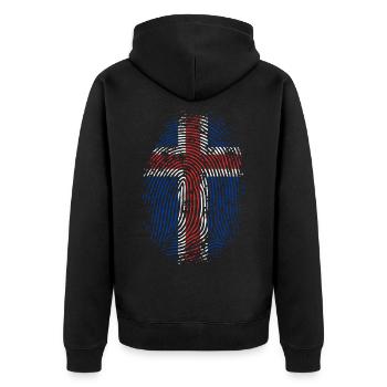 TEAM ICELAND - Unisex Premium Organic Zip Hoodie - black - Back - Nico (187cm)
