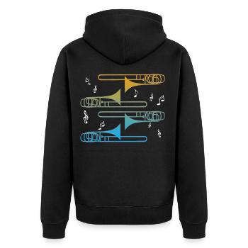 trombone - Unisex Premium Organic Zip Hoodie - black - Back - Nico (187cm)