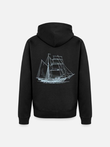 Dessin de bateau bleu clair - Veste à capuche bio Premium Unisexe - noir