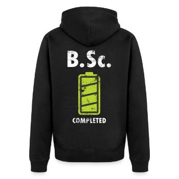 B.Sc. Bachelor of Science completed university graduate - Unisex Premium Organic Zip Hoodie - black - Back - Nico (187cm)
