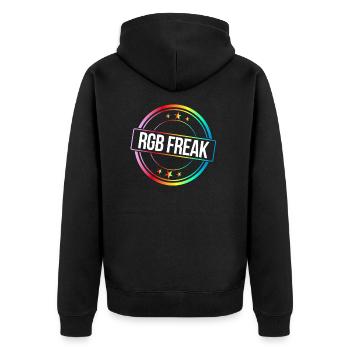 RGB Freak RGB Lichter Computer Nerd Beleuchtung - Unisex Premium Bio Zip Hoodie - Schwarz - Hinten - Nico (187cm)