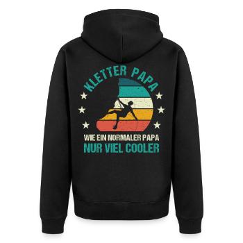 Kletter Papa Klettern Kletterer Vater - Unisex Premium Bio Zip Hoodie - Schwarz - Hinten - Nico (187cm)