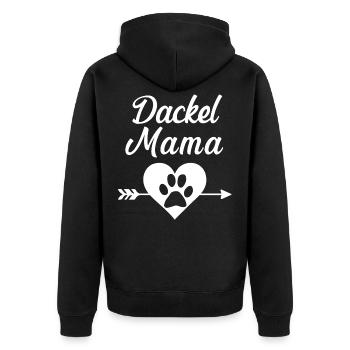 Dackel Mama - Dackel Bluse Liebe Dackel spruch - Unisex Premium Bio Zip Hoodie - Schwarz - Hinten - Nico (187cm)