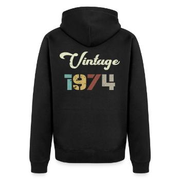 Born 1974 Birthday Gift Vintage 1974 - Unisex Premium Organic Zip Hoodie - black - Back - Nico (187cm)